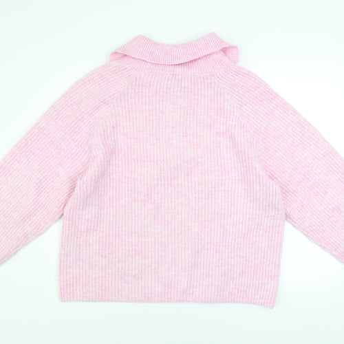 H&M Women’s Pink Collared Half Zip Knit Jumper Size 12
