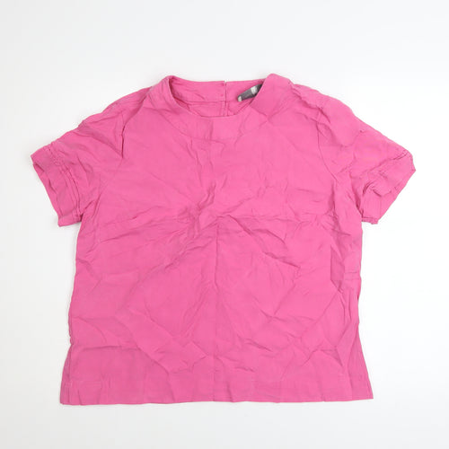 Paul Costelloe Living Studio Pink Short Sleeve Cotton Top Women's Size 14