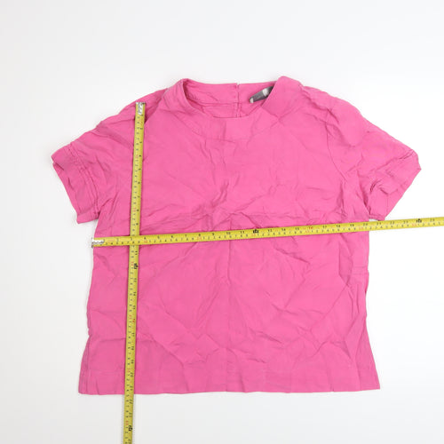 Paul Costelloe Living Studio Pink Short Sleeve Cotton Top Women's Size 14