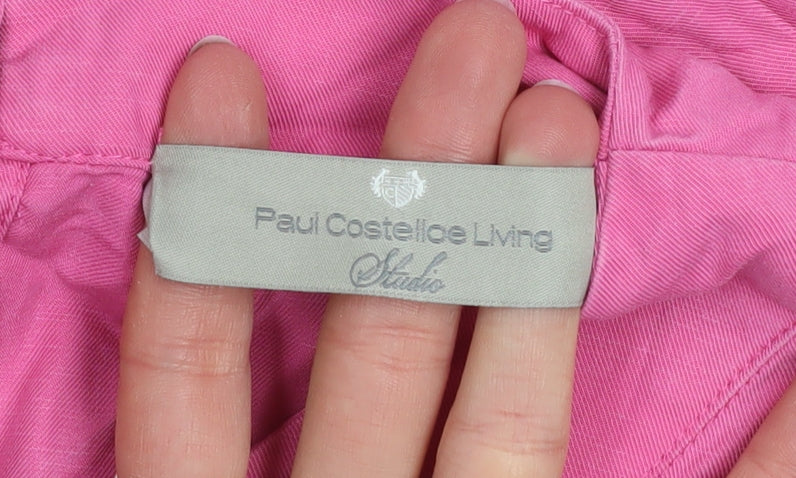 Paul Costelloe Living Studio Pink Short Sleeve Cotton Top Women's Size 14