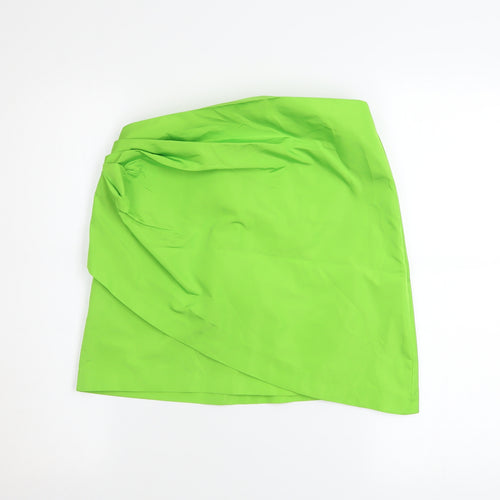 Zara Women Green Wrap Short Skirt Size 12 Polyester