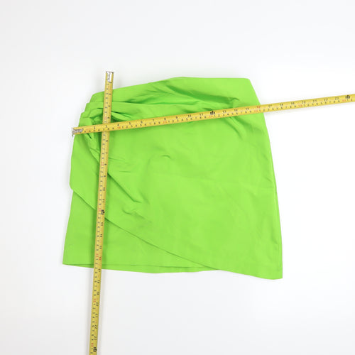 Zara Women Green Wrap Short Skirt Size 12 Polyester