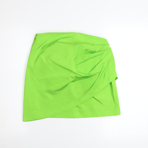 Zara Women Green Wrap Short Skirt Size 12 Polyester