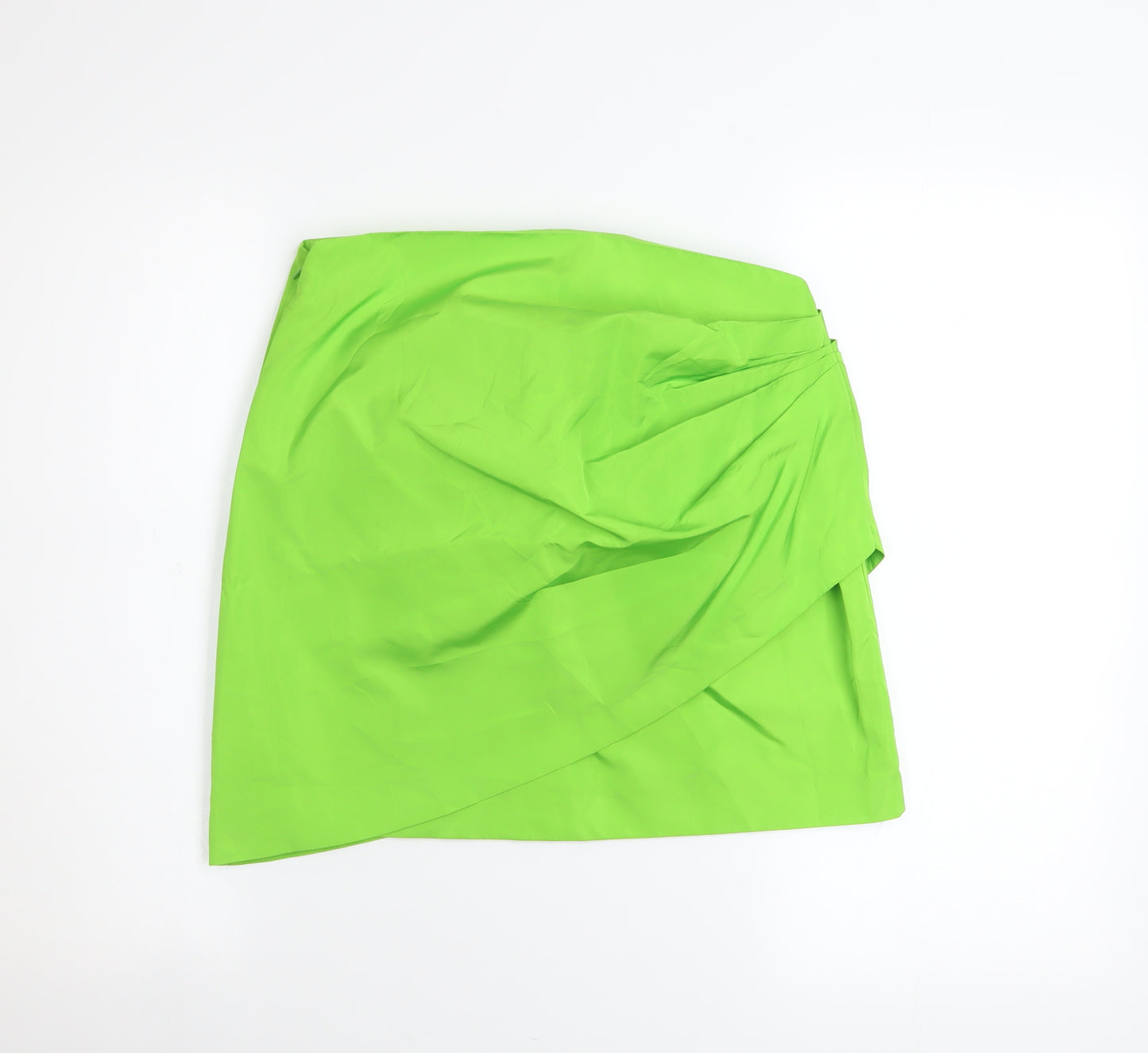 Zara Women Green Wrap Short Skirt Size 12 Polyester