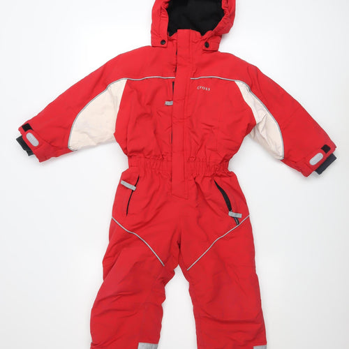 Cross Boys Red Hooded Waterproof Insulated Ski Snowsuit 3 Years