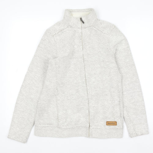 Weird Fish Women's Beige Size 10 Full Zip High Neck Knit Jumper