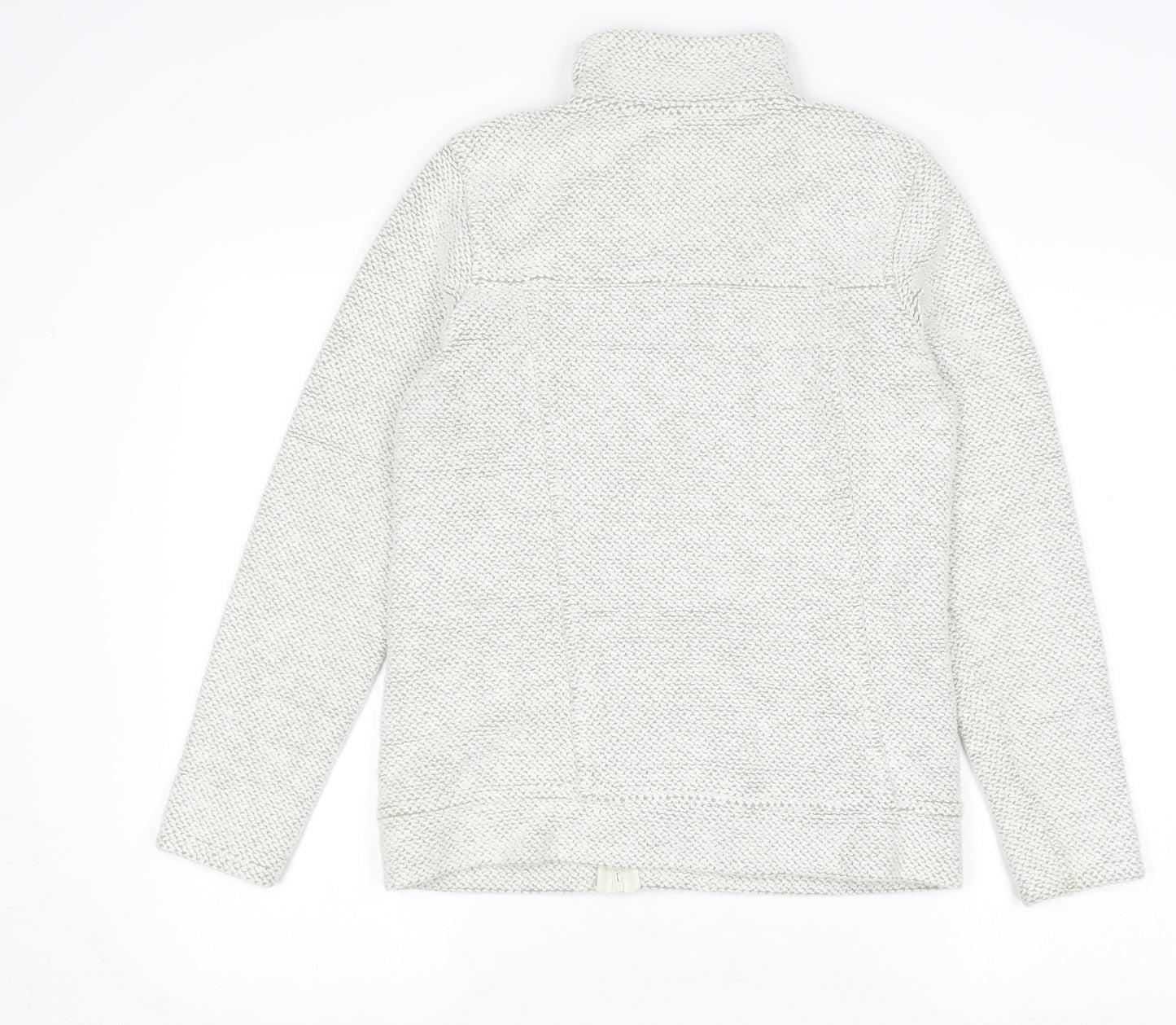 Weird Fish Women's Beige Size 10 Full Zip High Neck Knit Jumper