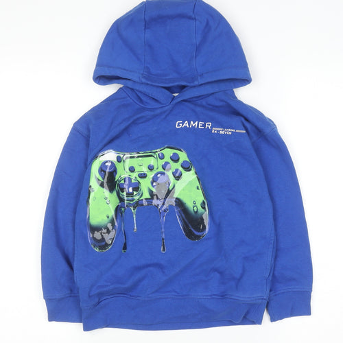 Next Boys Blue Gamer Graphic Pullover Hoodie 7 Years Cotton Blend