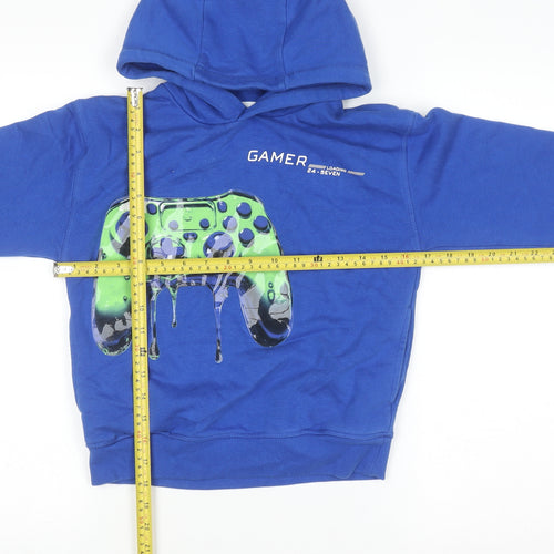 Next Boys Blue Gamer Graphic Pullover Hoodie 7 Years Cotton Blend