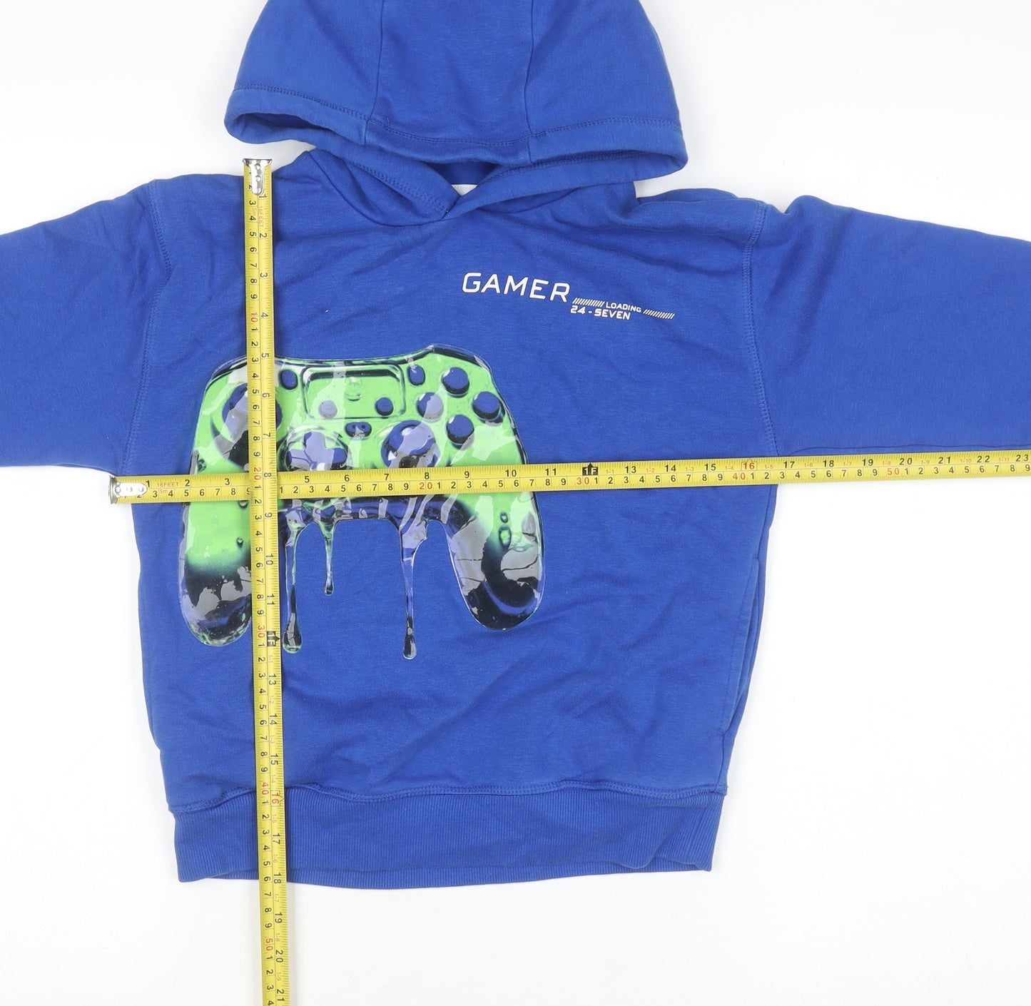 Next Boys Blue Gamer Graphic Pullover Hoodie 7 Years Cotton Blend