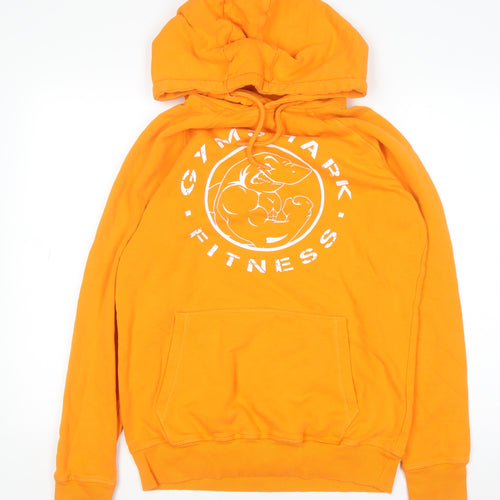 Gymshark Men’s Orange Pullover Hoodie Size S Regular Fit Logo Fitness