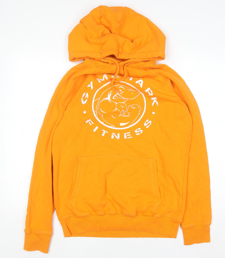 Gymshark Men’s Orange Pullover Hoodie Size S Regular Fit Logo Fitness