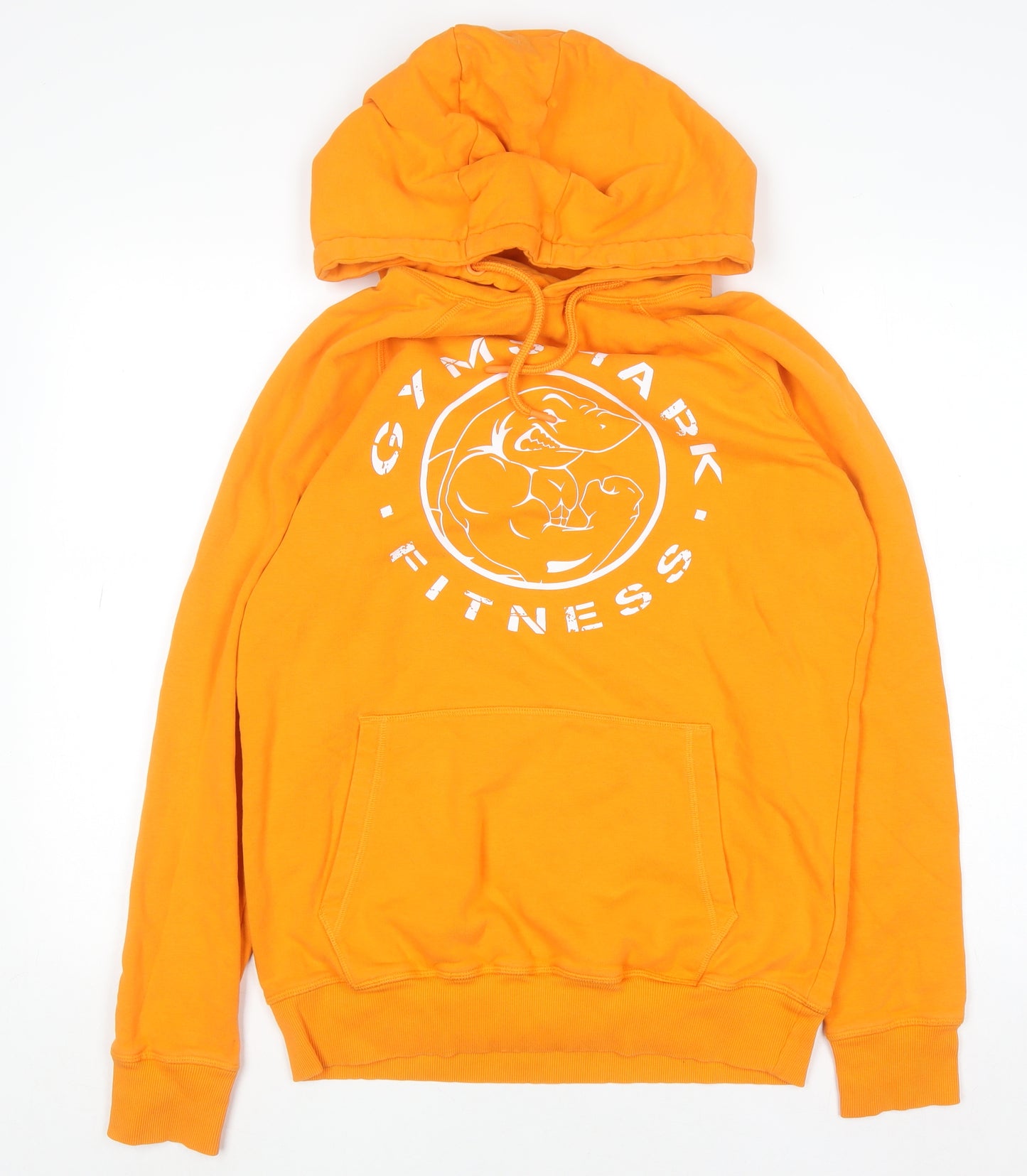 Gymshark Men’s Orange Pullover Hoodie Size S Regular Fit Logo Fitness