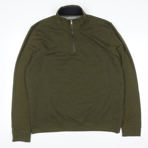 Ted Baker Men's Green 1/4 Zip High Neck Sweatshirt Size L