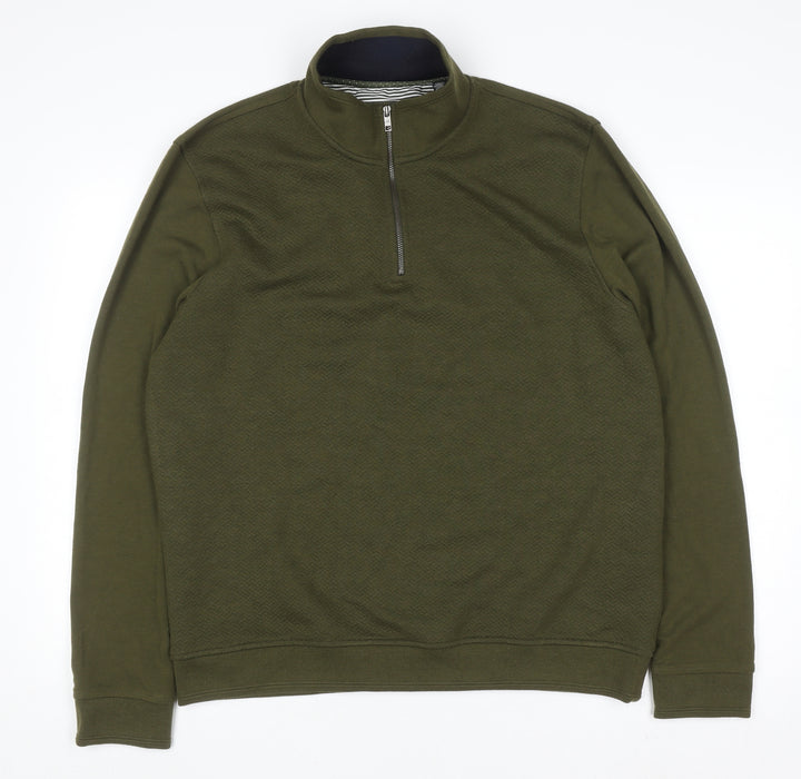 Ted Baker Men's Green 1/4 Zip High Neck Sweatshirt Size L