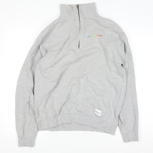 MKI Miyuki Zoku Men's Grey 1/4 Zip Sweatshirt Size M
