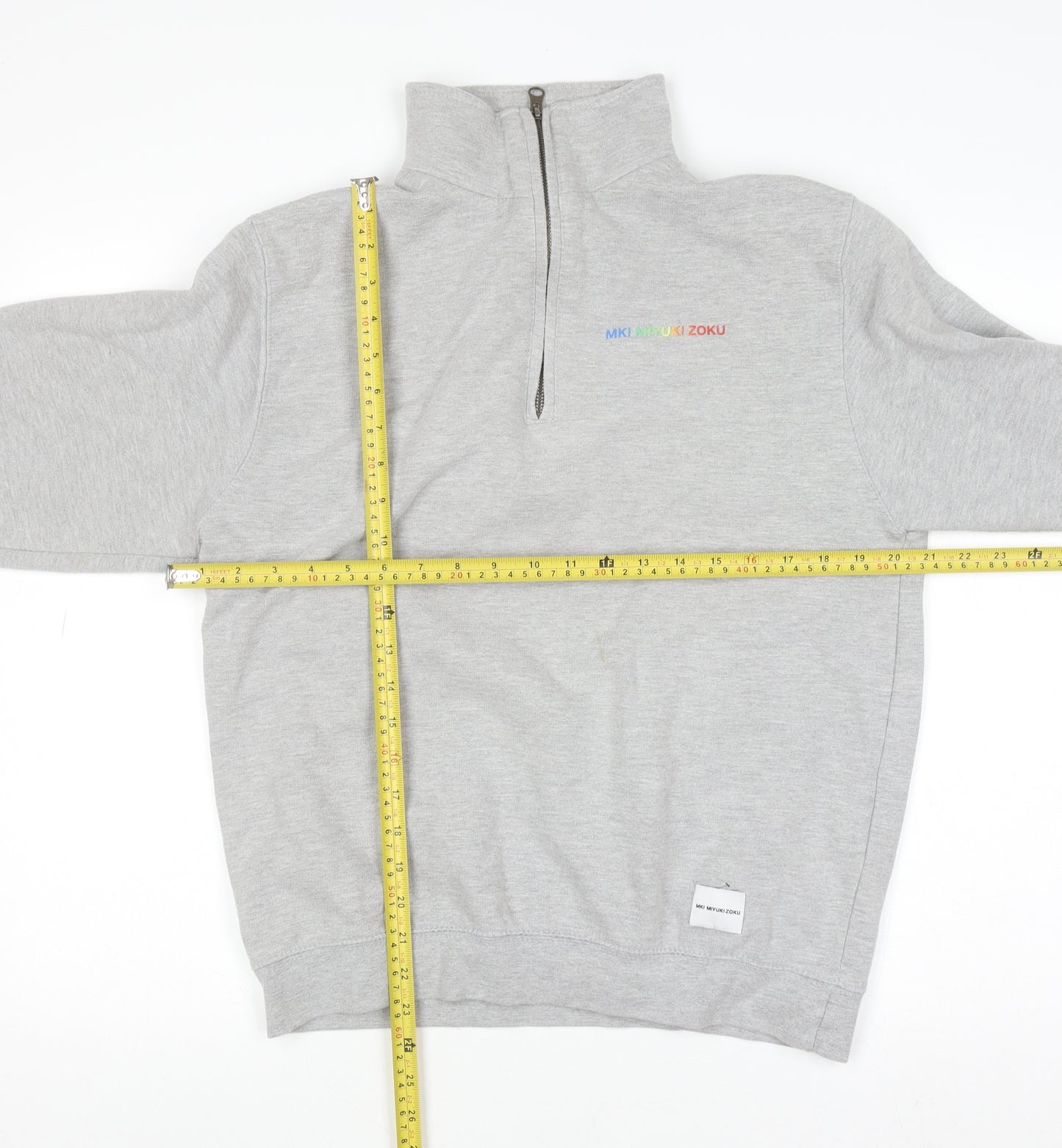 MKI Miyuki Zoku Men's Grey 1/4 Zip Sweatshirt Size M