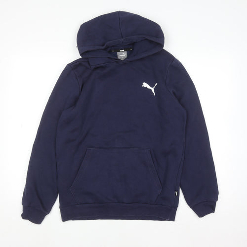 Puma Men's Blue Pullover Hoodie Size S Regular Fit Logo Fleece