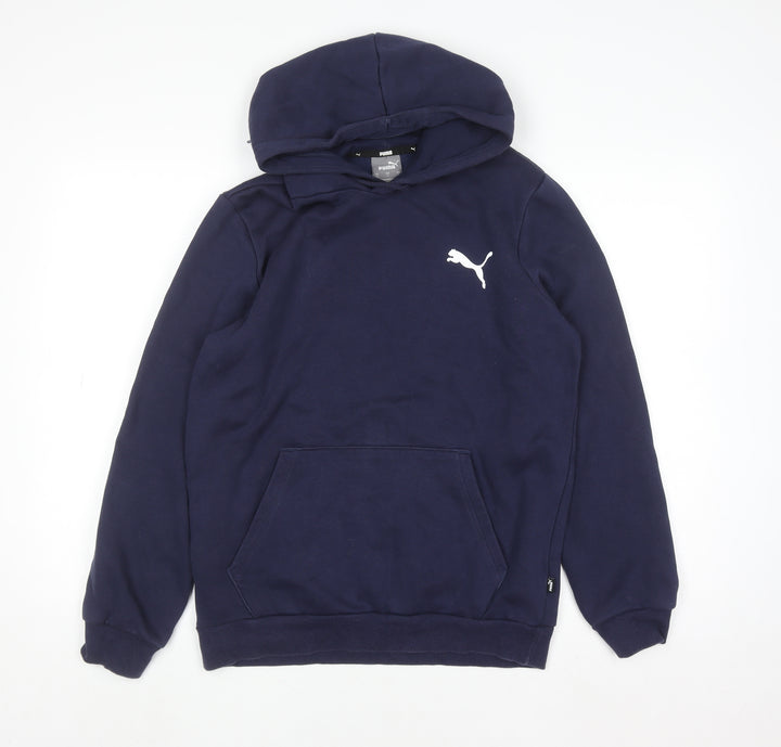 Puma Men's Blue Pullover Hoodie Size S Regular Fit Logo Fleece