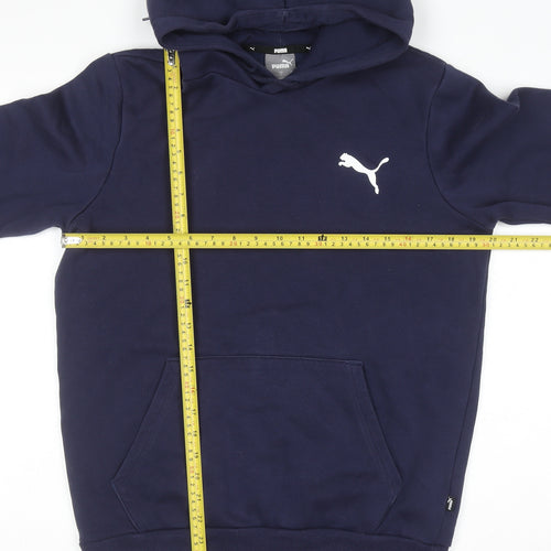 Puma Men's Blue Pullover Hoodie Size S Regular Fit Logo Fleece