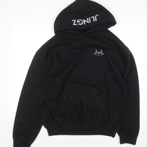 JLingz Men's Black Pullover Hoodie M Regular Fit Graphic Logo Fleece
