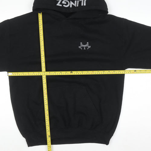 JLingz Men's Black Pullover Hoodie M Regular Fit Graphic Logo Fleece
