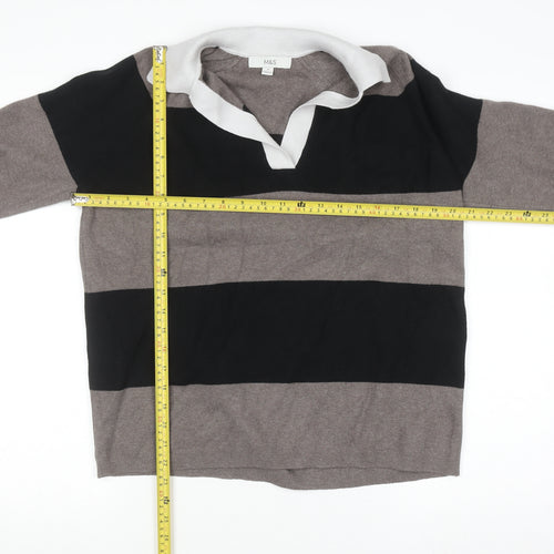 Marks and Spencer Womens Grey Black Striped Pullover Sweatshirt M