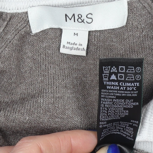 Marks and Spencer Womens Grey Black Striped Pullover Sweatshirt M