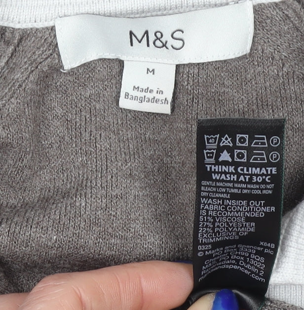Marks and Spencer Womens Grey Black Striped Pullover Sweatshirt M