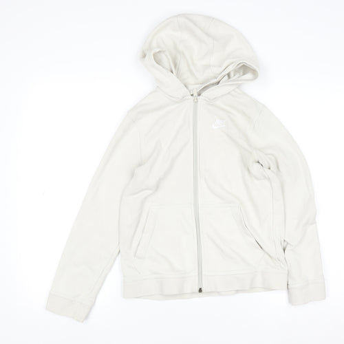 Nike Womens Beige Full Zip Hoodie Cotton Blend M