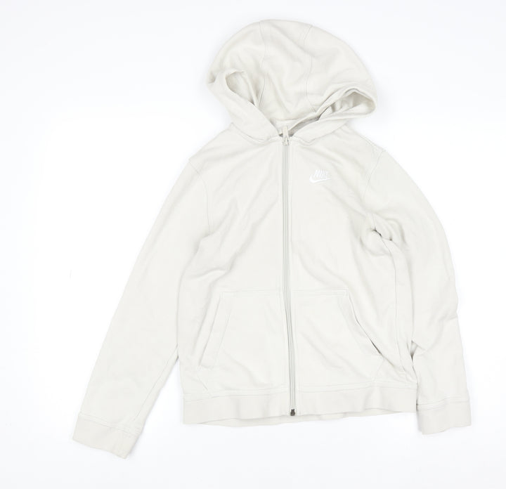 Nike Womens Beige Full Zip Hoodie Cotton Blend M
