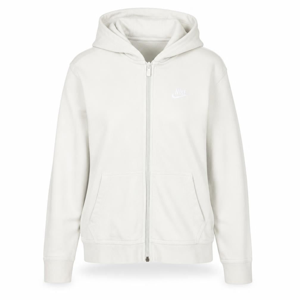 Front view of Nike women’s beige full zip hoodie cotton blend m