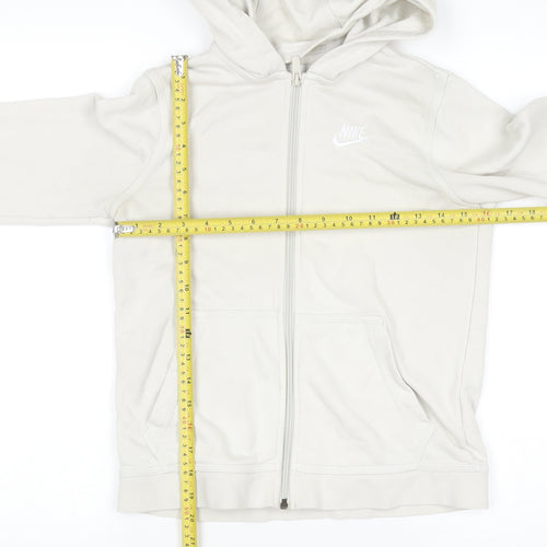 Nike Womens Beige Full Zip Hoodie Cotton Blend M