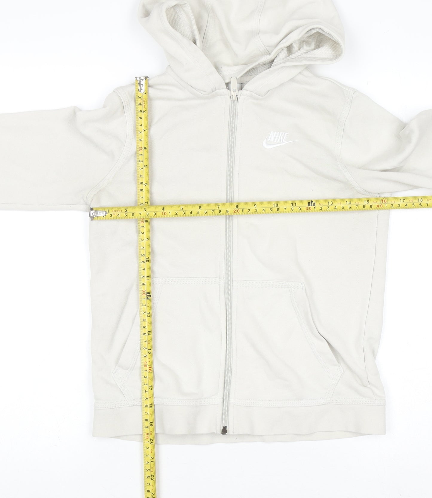 Nike Womens Beige Full Zip Hoodie Cotton Blend M