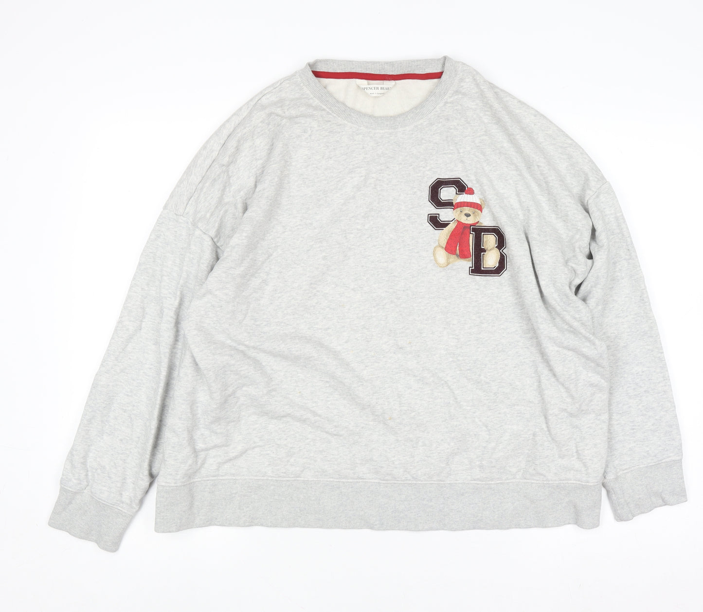 Marks and Spencer Womens Grey Spencer Bear Jumper Size 16 Pullover Sweatshirt