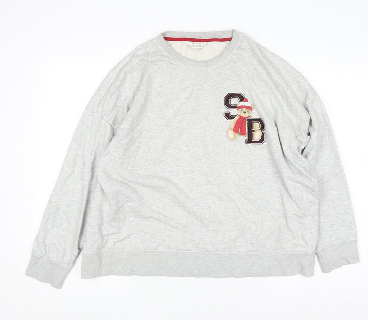 Marks and Spencer Womens Grey Spencer Bear Jumper Size 16 Pullover Sweatshirt