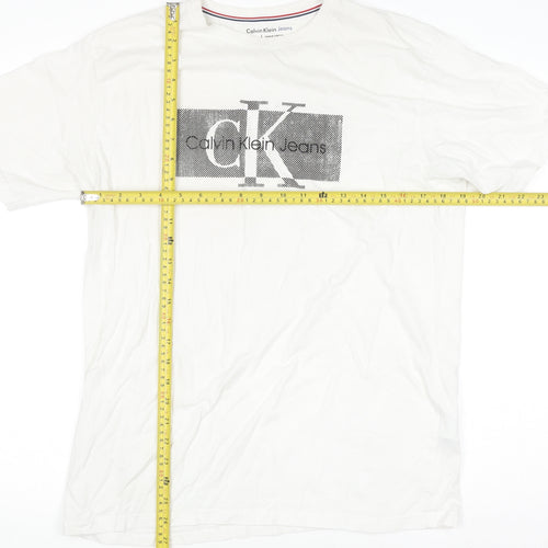 Calvin Klein Jeans Men's White Cotton Logo T-Shirt XL