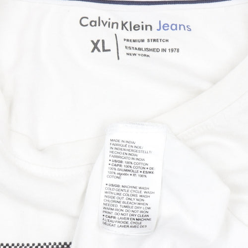 Calvin Klein Jeans Men's White Cotton Logo T-Shirt XL