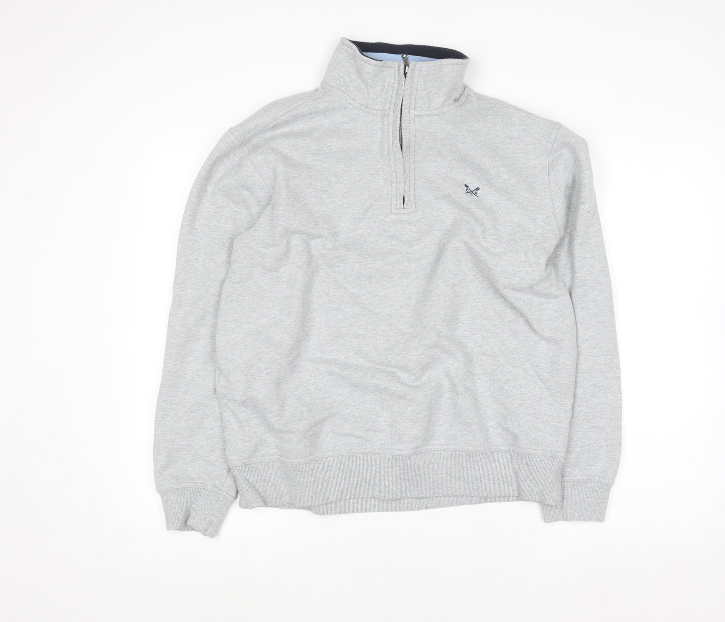 Crew Clothing Men’s Grey 1/2 Zip Sweatshirt L Regular Fit Cotton Blend