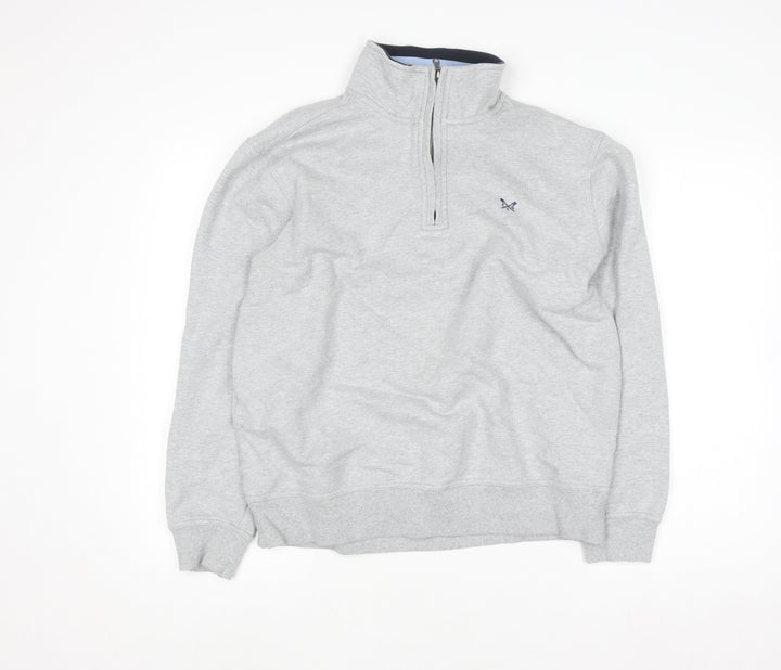 Crew Clothing Men’s Grey 1/2 Zip Sweatshirt L Regular Fit Cotton Blend