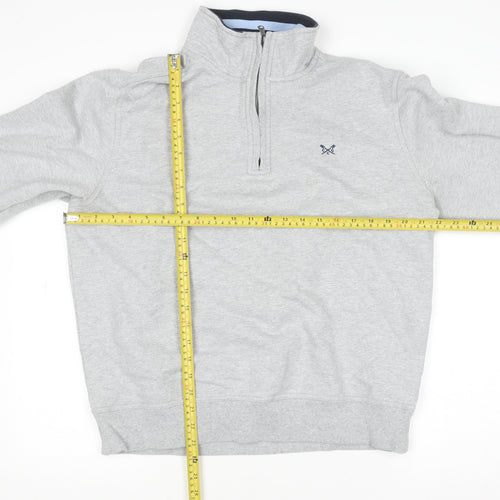 Crew Clothing Men’s Grey 1/2 Zip Sweatshirt L Regular Fit Cotton Blend