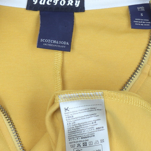 Scotch & Soda Men's Yellow Bomber Jacket S Retro Zip Cotton Blend