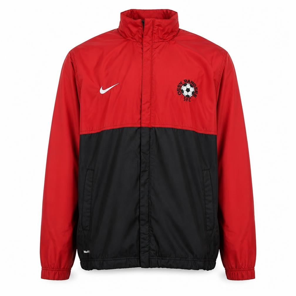 Nike Mens Red Black Full Zip Hooded Sweatshirt Size M Sports Football Jacket