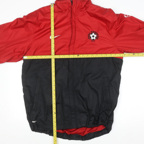 Nike Mens Red Black Full Zip Hooded Sweatshirt Size M Sports Football Jacket