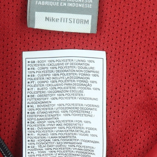 Nike Mens Red Black Full Zip Hooded Sweatshirt Size M Sports Football Jacket