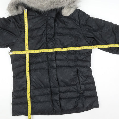 Columbia Womens Black Hooded Puffer Jacket with Faux Fur Trim Size M