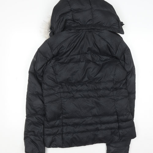 Columbia Womens Black Hooded Puffer Jacket with Faux Fur Trim Size M