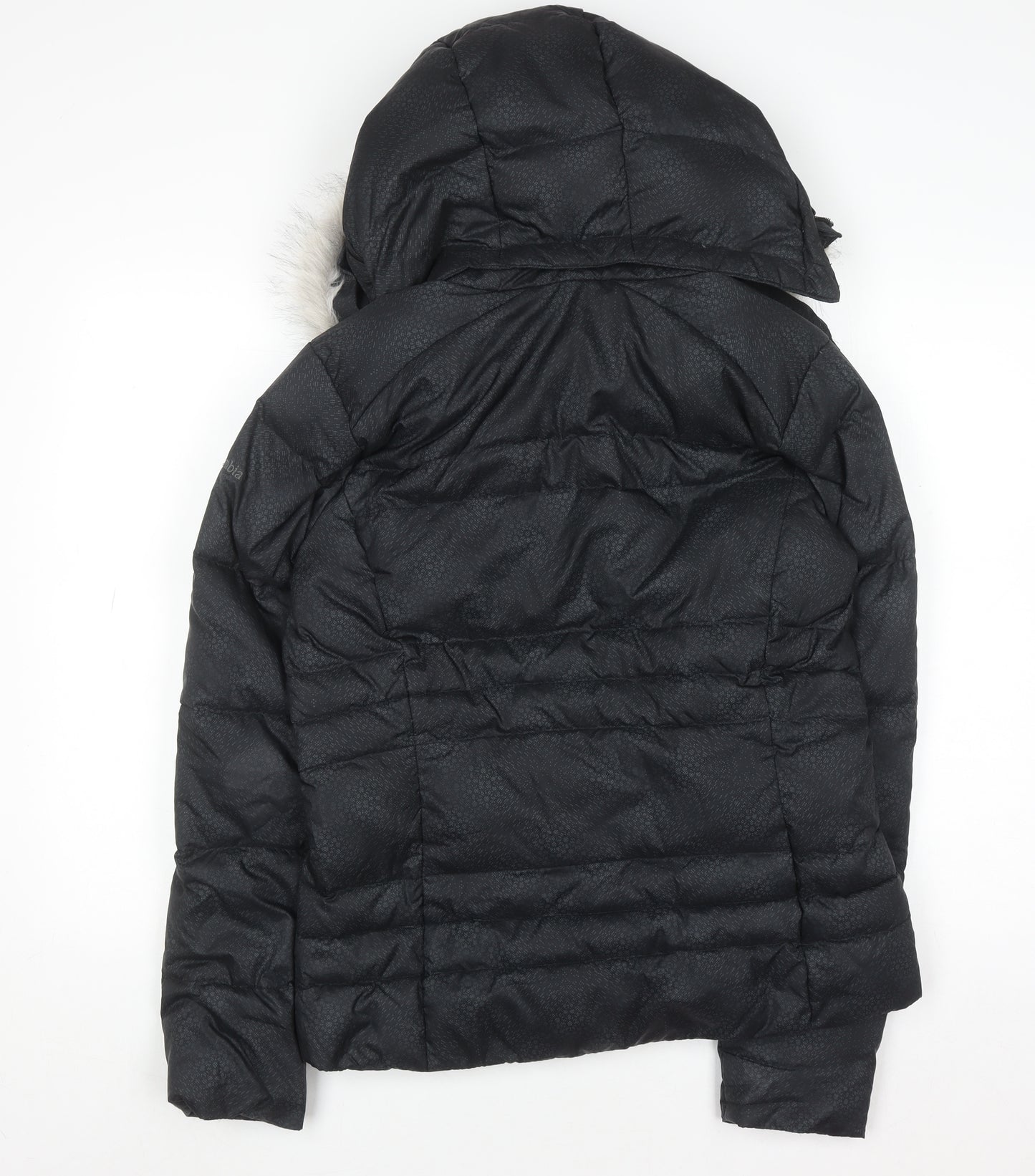 Columbia Womens Black Hooded Puffer Jacket with Faux Fur Trim Size M