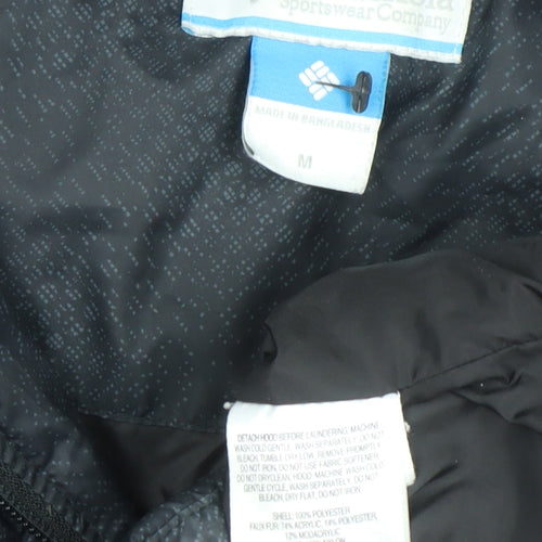 Columbia Womens Black Hooded Puffer Jacket with Faux Fur Trim Size M