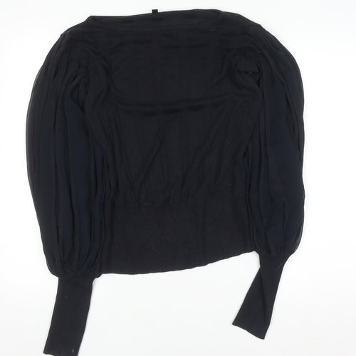 Full Circle Womens Black Puff Sleeve Tunic Blouse Size 14